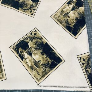 Vintage Norman Rockwell Freedom of Worship Cotton Flannel Fabric Religious READ
